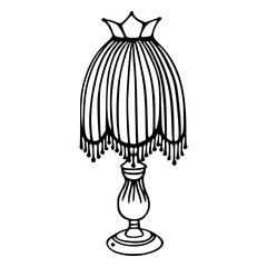 vintage table lamp line art - antique lighting fixture sketch