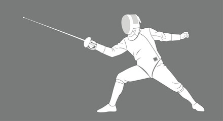 Fencer poised for action with foil in hand, embodying focus, skill, and determination ready for athletic competition