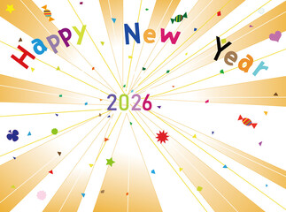 2026年の新年の挨拶のイラスト素材。