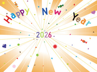 2026年の新年の挨拶のイラスト素材。