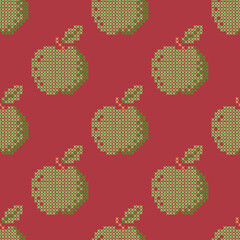 Apple cross stitch ethnic embroidery needlework abstract artwork seamless geometric pattern printed background fabric wallpaper handdrawn line colorful template fashion element