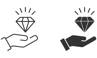 Diamond hand icon brilliant symbol flat vector illustration