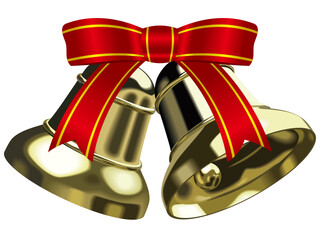 リアルな黄金のベルとリボン　クリスマス　ウエディング　ベクターイラストレーション