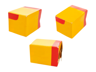 Yellow camera film box on transparent background.