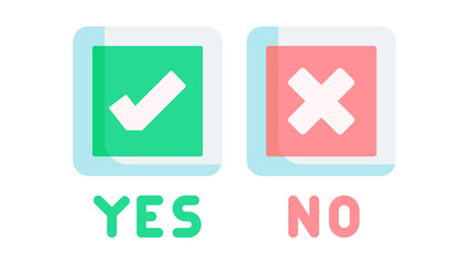 Flat Design Yes and No Checkmark Cross Boxes graphic