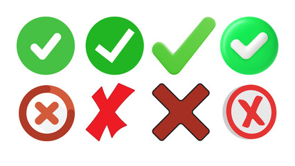 Green Checkmarks and Red Cross Marks Icons untitled