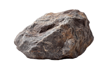 A single rock with a rough texture on a white background.