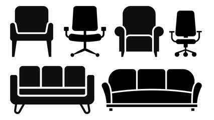 Silhouettes of Sofas and Office Chairs couch armchair