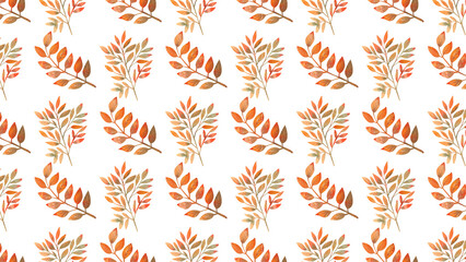 Seamless pattern of autumn leaves in watercolor fall