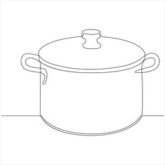 Continuous one line drawing of cooking pot cooking utensil concept simple line art design vector illustration
