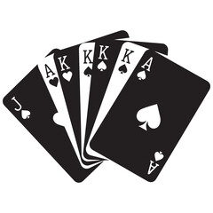 Silhouette of a royal flush in spades playing cards