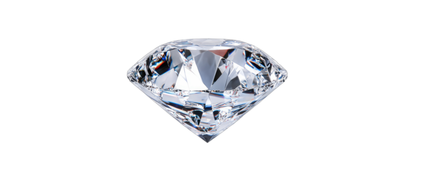 A brilliant-cut sparkling diamond gemstone isolated on a pure white background, showcasing its facets and clarity.