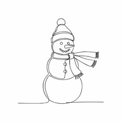 Festive snowman artwork perfect for holiday cheer, seasonal crafts, and winter promotions, single line design, adds a cozy touch to any project