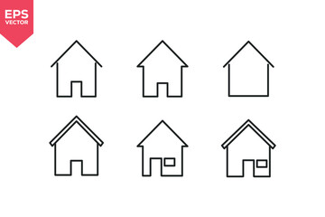 Set of line icons related to home, house, building, builds. Outline icons collection. Editable stroke. Vector illustration
