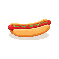 Hotdog with sausage, mustard, and soft bun