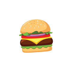 Big beef burger with cheese, lettuce, tomato