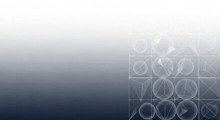 Geometric shapes wireframe cubes with translucent spheres triangular elements arranged in grid, for abstract data, digital structure, scientific research, technological innovation in