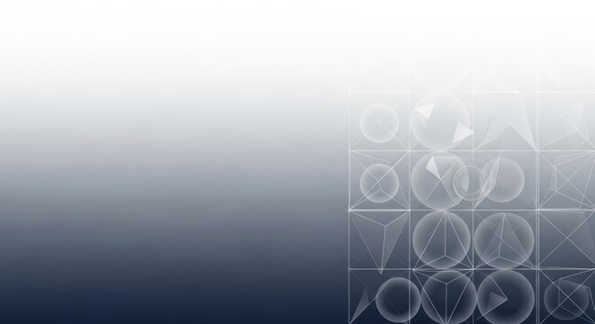 Geometric shapes wireframe cubes with translucent spheres triangular elements arranged in grid, for abstract data, digital structure, scientific research, technological innovation in