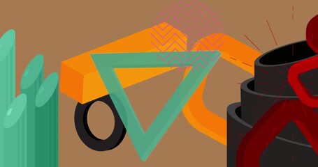 Geometrical graphic retro theme background animation with place for text. Minimal geometric elements frame video. Vintage abstract shapes for advertising. - Powered by Adobe