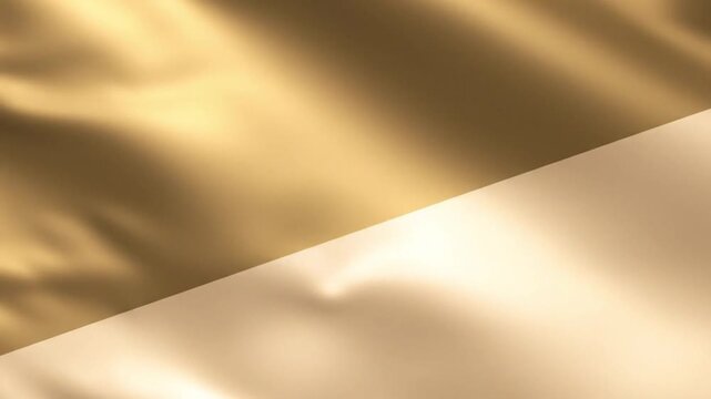 Abstract golden satin fabric background with diagonal split luxurious metallic texture, elegant soft cloth wave patterns, premium glamour