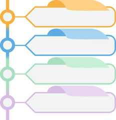 Colorful Vertical Timeline Infographic with 4 Steps, Vector Flat Infographic Element, Infographic Elements for Process Charts, Workflow, Step-by-Step Layout, and Business Presentation.