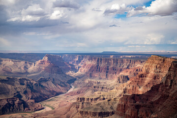 Grand Canyon Clifftops and Valley with Overcast Dramatic Sky