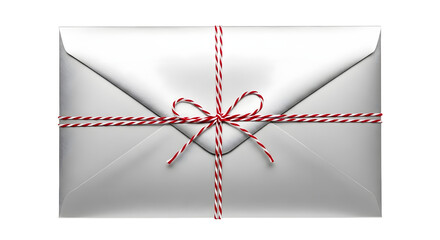 Gift - Silver metallic gift box wrapped with red and white striped string bow, elegant present for holidays and special occasions