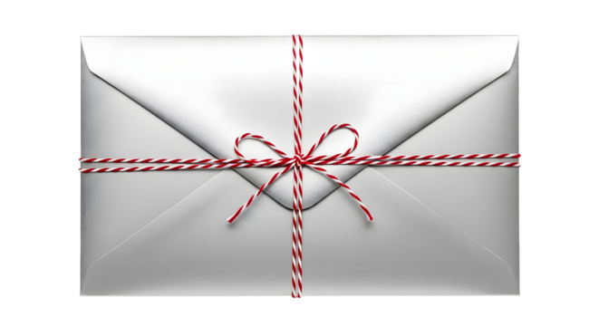 Gift - Silver metallic gift box wrapped with red and white striped string bow, elegant present for holidays and special occasions