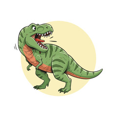 Cute Cartoon T-Rex Dinosaur Roaring and Moving Forward Illustration