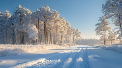 Obraz premium Winter rime landscape