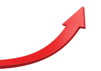 A red arrow pointing upwards, indicating growth and progress, isolated on transparent background