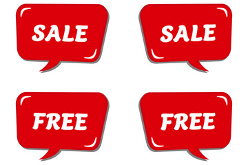 セール　フリー　ふきだし　ポップ　赤　イラスト