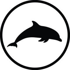 Vector dolphin logo black and white sea animal silhouette illustration