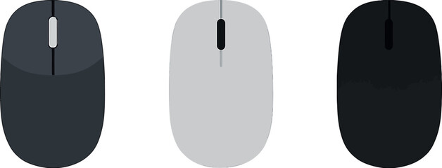 Three Wireless Computer Mice in Different Colors for Modern Workspaces and Technology Usage