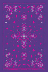 Purple bandana with paisley pattern design