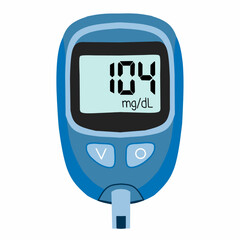 Digital Glucose Meter with Display Reading 104 mg/dL