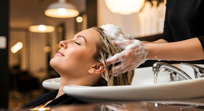 Relaxing hair spa experience in modern salon setting for beauty and wellness promotion