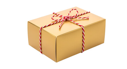 Gift - Wrapped gift box with red and white striped ribbon on transparent background, perfect for holiday and birthday celebrations