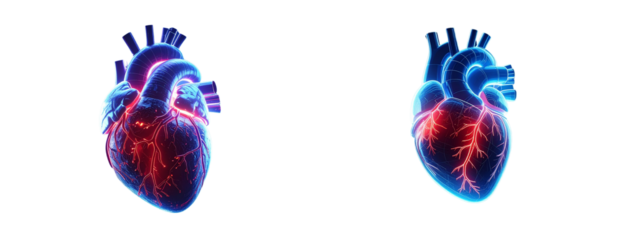  Sat of Futuristic Glowing Heart – Digital Health and AI Medicine Concept PNG