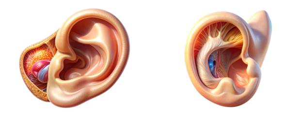 Sat of Human Ear Anatomy – Outer, Middle, and Inner Ear Structure PNG