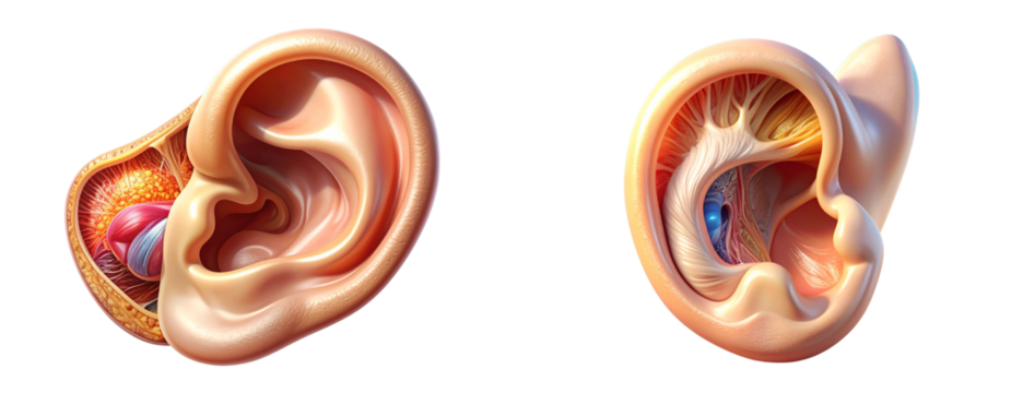 Sat of Human Ear Anatomy – Outer, Middle, and Inner Ear Structure PNG - Powered by Adobe