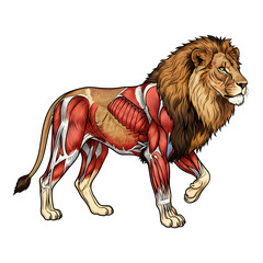 Lion anatomy illustration design.