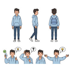 Set of business man character. illustration design.