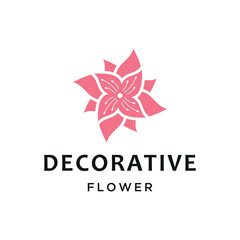 Elegant pink flower floral with intricate white details for beautiful beauty nature decorative spa studio logo design