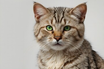Obraz premium Australian Mist Cat with Spotted Coat and Green Eyes on White Background 
