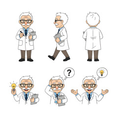 Set of scientist character. illustration design.