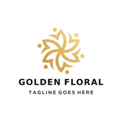 Golden Abstract Floral Flower mandala For elegant luxury beauty wellness business logo design