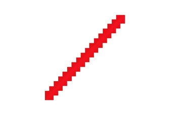 Fototapeta premium Red diagonal pixel art line creating a dynamic dividing or progress indicator on a transparent background