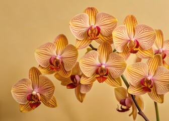 Obraz premium Delicate pale pink orchids with intricate details and slender stems in a lush green environment