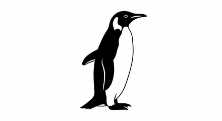 Obraz premium Emperor penguin black and white illustration
